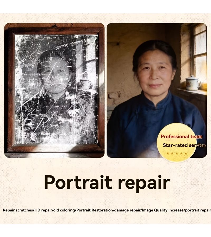 High Definition Old Photo Restoration And Coloring By Ordinary Repair 6 Inch 1 Pcs For Deceased Relatives Family Memory Gift - Image 2