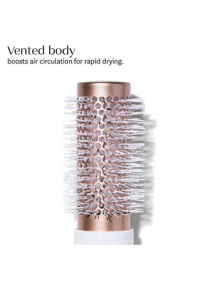 T3 - Volume Round Hair Brush Ceramiccoated Barrel Vented Round Brush For Blow Drying Heat Resistant Bristles, White/Rose Gold - Image 1