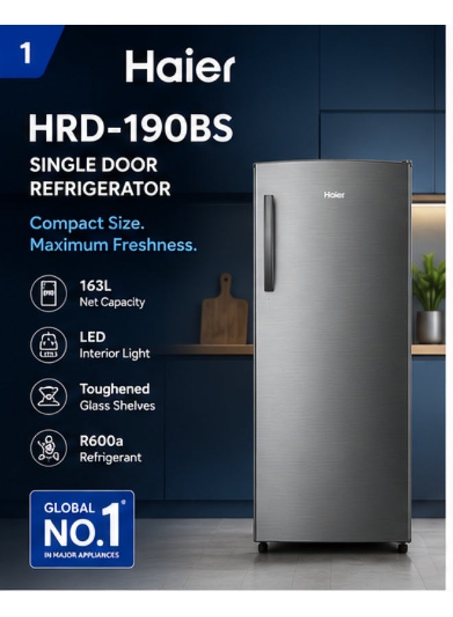 هاير ثلاجة بباب واحد HRD-190BS فضي - Image 1