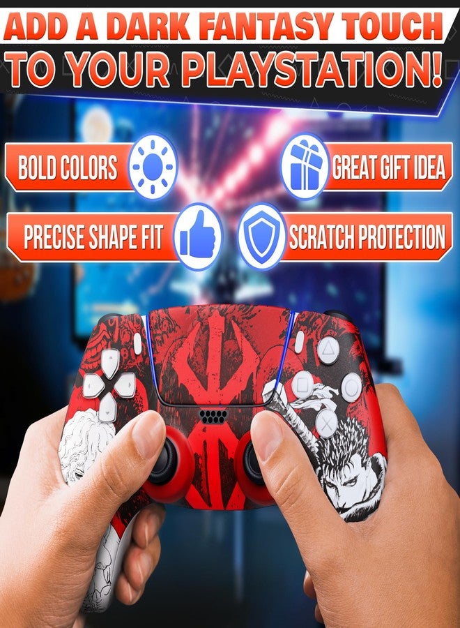 VIKROM Vinyl Skin Compatible with PS5 Console Disk Slim Edition, Controller Skin Set - Dark Warrior Anime Art | Matte Finish | Scratch-Resistant, Protects Console from Dust | Precise Fit, Fade-Proof HD Print - Image 4