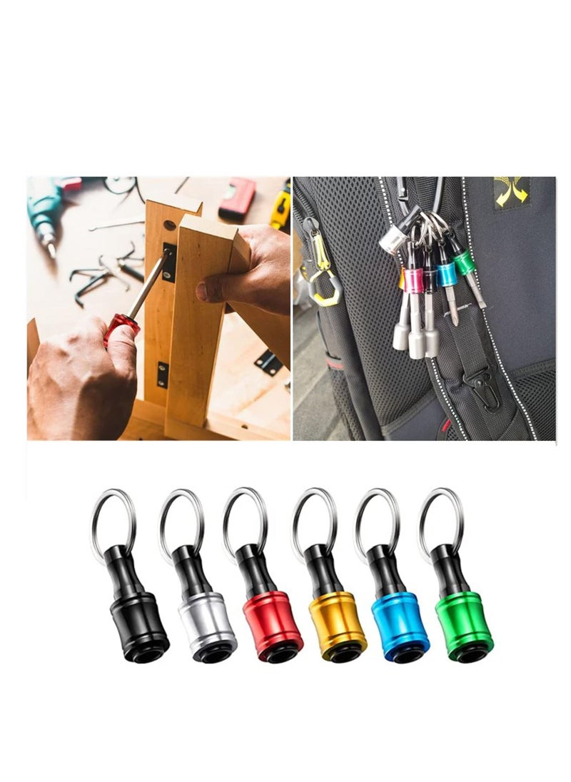 SYOSI - Drill Bit Holder, 1/4 Inch Hex Shank Keychain Extension Bar, Aluminum Alloy Magnetic Pivot Screwdriver Bits Holder, Set for Most Electric, Hand-held Screwdrivers and Drill Bits (12 Pieces) - Image 1
