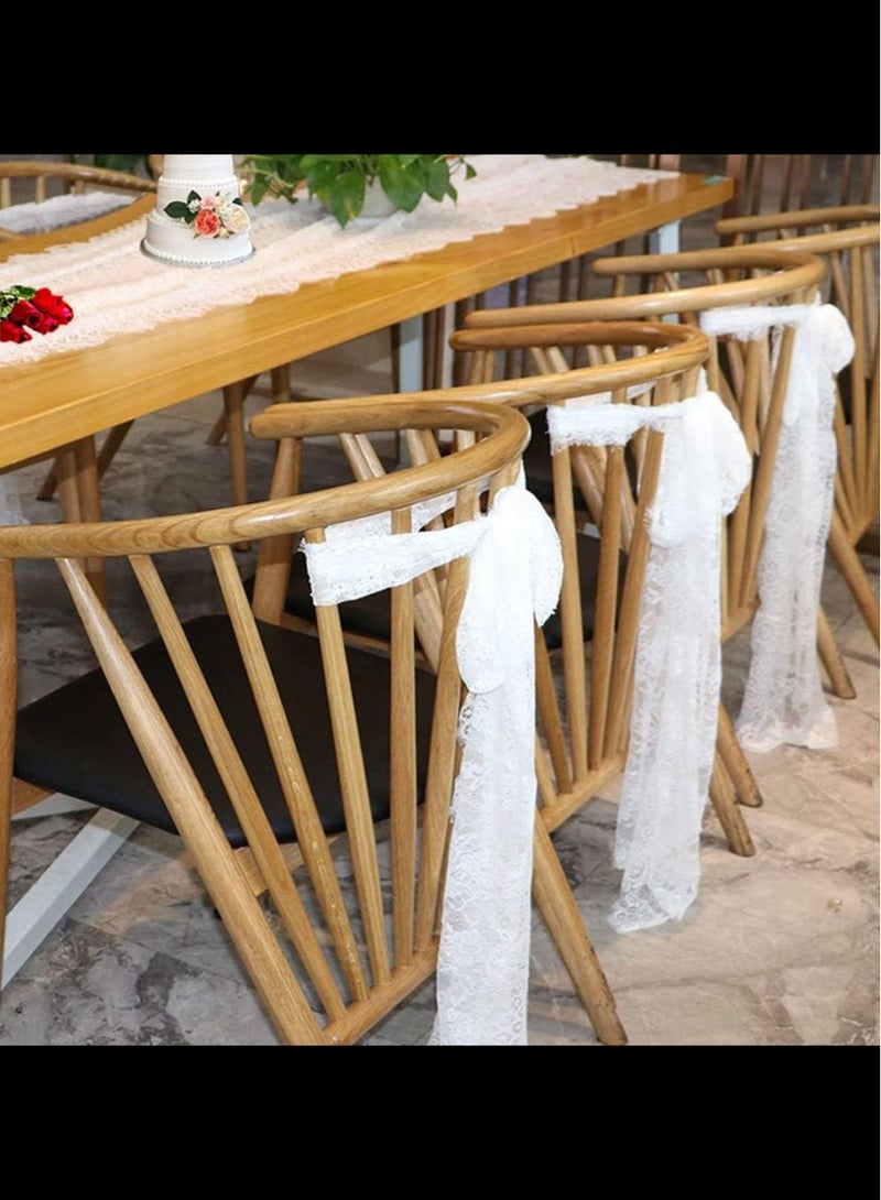 4 Pcs White Lace Table Runners 35 x 300 cm for Wedding Bridal Shower Baby Shower Party Table Decoration, Rustic Rose Embroidered Boho Table Runner - Image 3