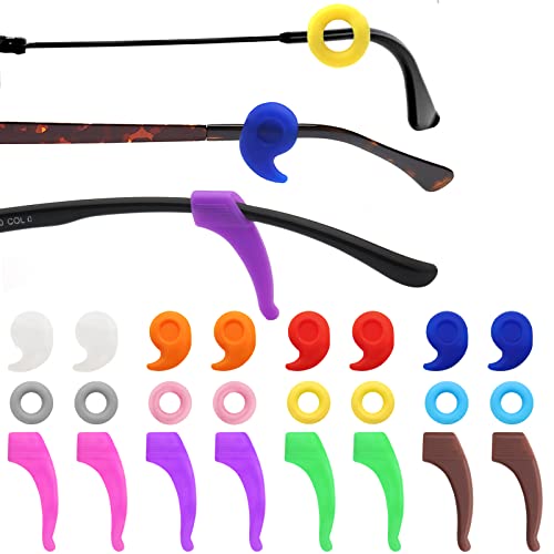 Benvo 12 Pairs Eyeglasses Retainers Silicone Glasses Temple Holders Anti-slip Protectors Comfort Eyewear Spectacle Stay Put Glasses Stoppers Ear Grip Hooks(3 Variety Designs in Multi-color) - Image 1