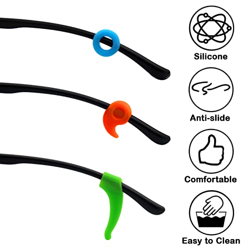 Benvo 12 Pairs Eyeglasses Retainers Silicone Glasses Temple Holders Anti-slip Protectors Comfort Eyewear Spectacle Stay Put Glasses Stoppers Ear Grip Hooks(3 Variety Designs in Multi-color) - Image 2