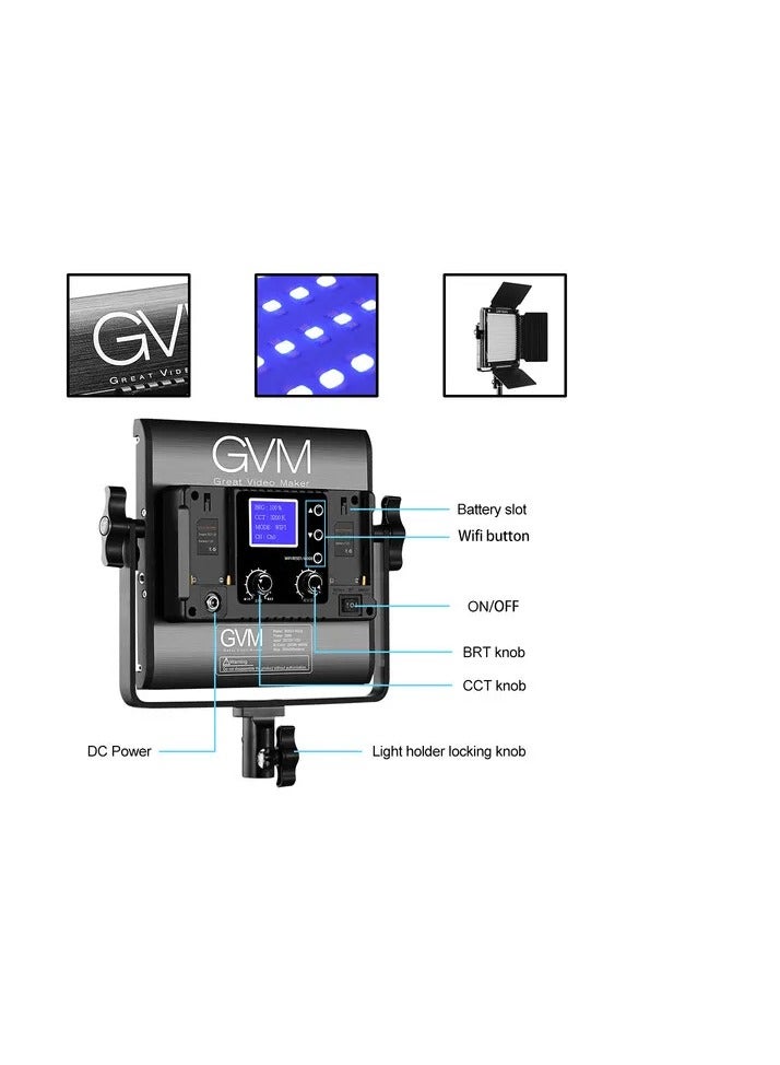 GVM Great Video Maker GVM 800D-RGB / 800D-RGB II Studio Light – RGB + Bi-Color LED Video Panel with Adjustable 3200K–5600K, CRI 97+, App Control, FX Lighting Effects for Photography & Content Creation - Image 2