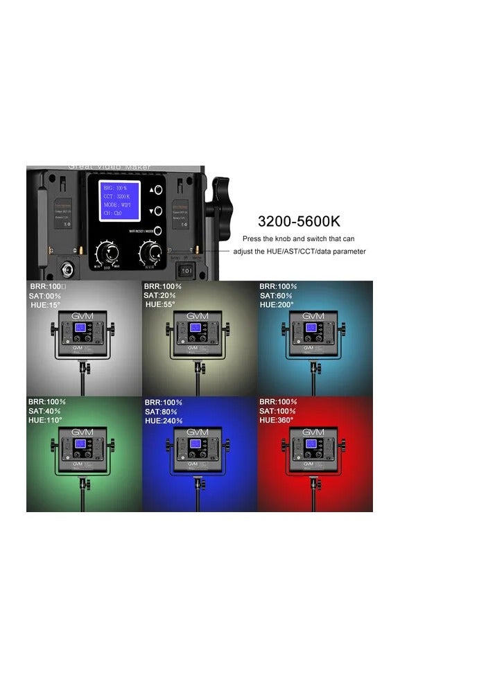 GVM Great Video Maker GVM 800D-RGB / 800D-RGB II Studio Light – RGB + Bi-Color LED Video Panel with Adjustable 3200K–5600K, CRI 97+, App Control, FX Lighting Effects for Photography & Content Creation - Image 3