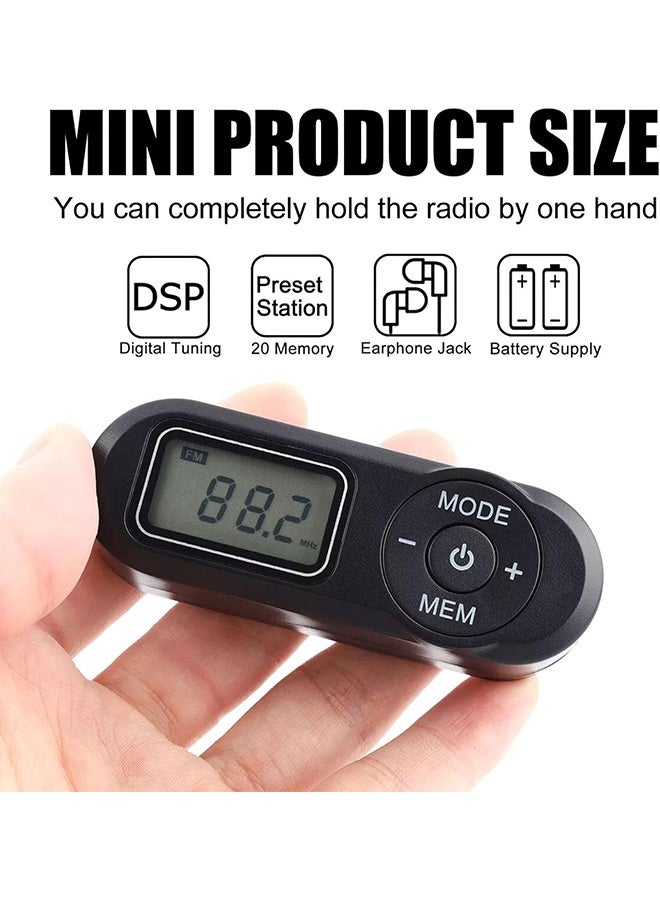 Mini Digital Tuning Portable Radio with Headphones, Digital Tuning LCD Display Pocket Radio for Walking Jogging - Image 2