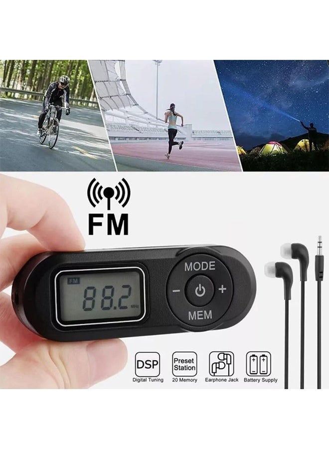 Mini Digital Tuning Portable Radio with Headphones, Digital Tuning LCD Display Pocket Radio for Walking Jogging - Image 3