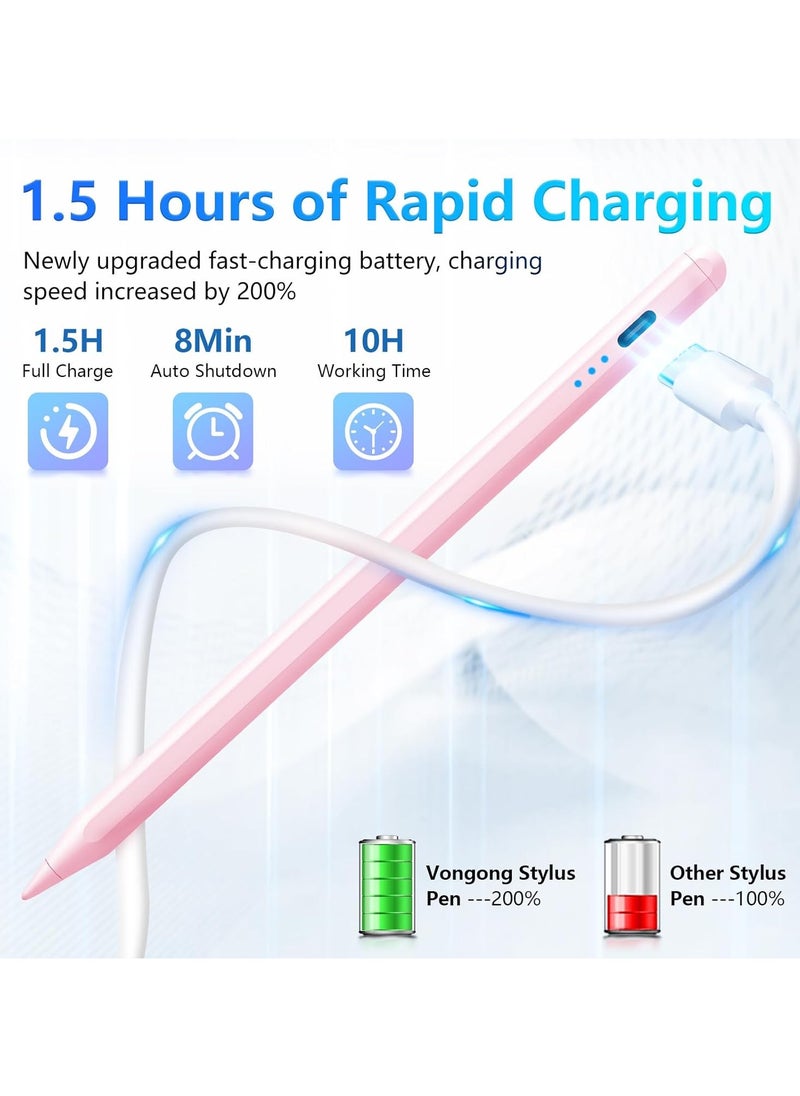 FARROBIZZ Stylus Pen for iPad 9th&10th Generation-iPad Pencil 2nd Generation,Fast Charge Active Pencil Compatible with 2018-2024 Apple iPad 6-10th, iPad Pro 11"/12.9"/M4, iPad Air 3/4/5/M2, iPad Mini 5/6-Pink  - Image 3