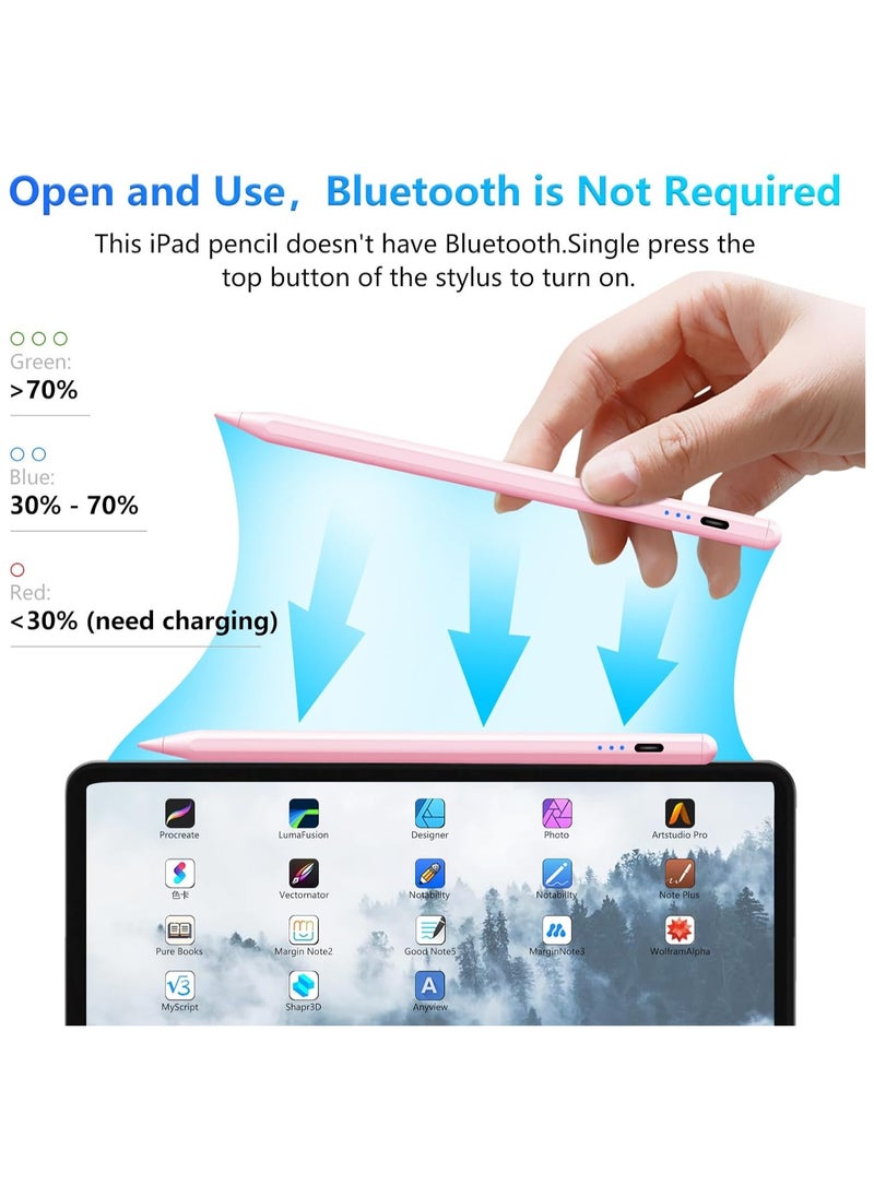 FARROBIZZ Stylus Pen for iPad 9th&10th Generation-iPad Pencil 2nd Generation,Fast Charge Active Pencil Compatible with 2018-2024 Apple iPad 6-10th, iPad Pro 11"/12.9"/M4, iPad Air 3/4/5/M2, iPad Mini 5/6-Pink  - Image 5
