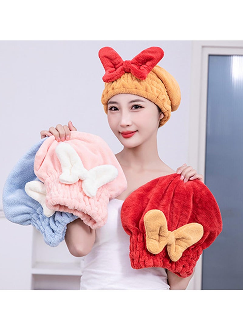 SYOSI Large Super Absorbent Hair Towel Wrap for Wet Hair Quick Dry Microfiber Hair Towel Bow-Knot Shower Cap Super Absorbent Bath Accessories for Wet Hair Long Thick Straight Curly Hair 4 Pcs  - Image 5