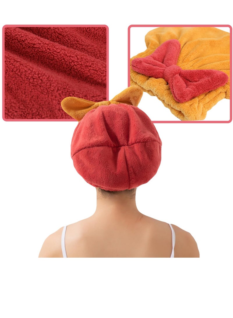SYOSI Large Super Absorbent Hair Towel Wrap for Wet Hair Quick Dry Microfiber Hair Towel Bow-Knot Shower Cap Super Absorbent Bath Accessories for Wet Hair Long Thick Straight Curly Hair 4 Pcs  - Image 3