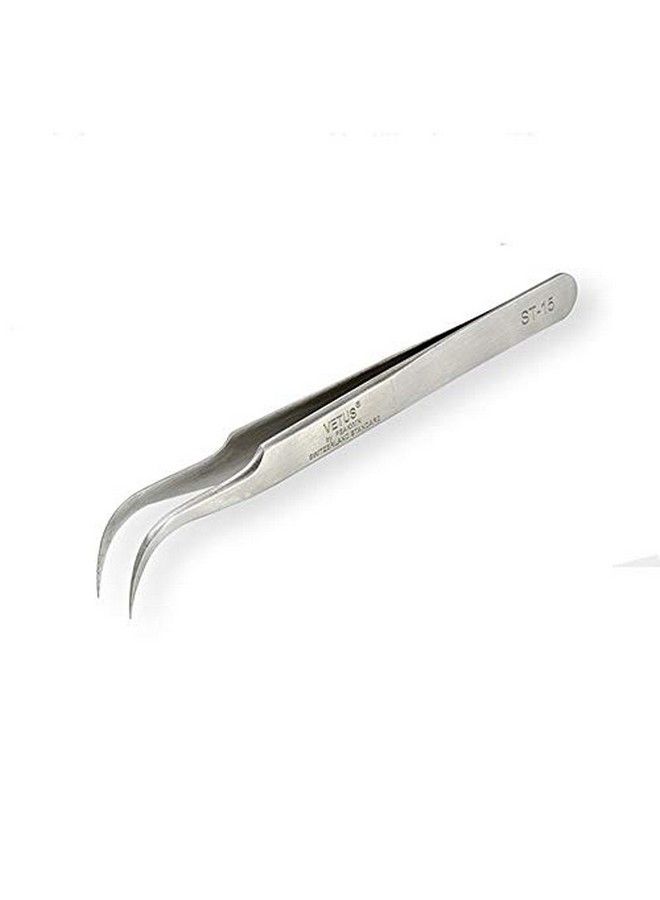 Vetus Tweezer Tool St15 Nonmagnetic Stainless Steel Curved Slant Tip Eyelash Eyebrow - Image 1