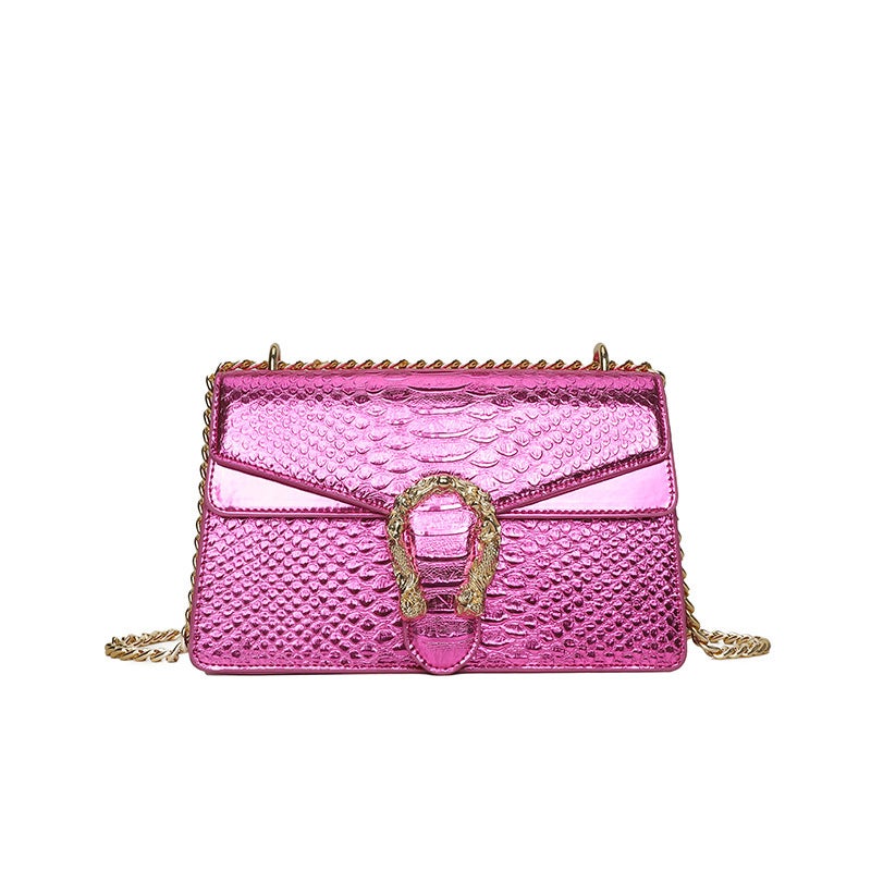 Textured Chain Bag 2023 Women'S Bag Distinctive Snakeskin Shoulder Bag Patent Leather Glitter Crossbody Bag - Image 1