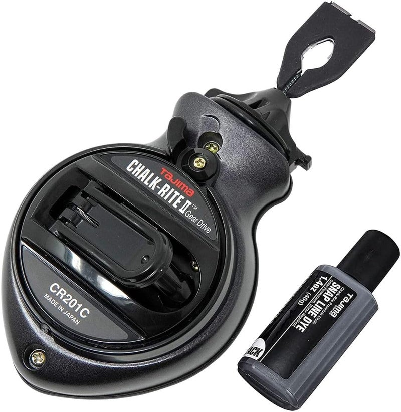 Tajima Chalk Line - Chalk-Rite II Chalk Box with Extra Bold 1mm Snap Line & Five Gear Quick Retrieval - CR201C-CPI - Image 1