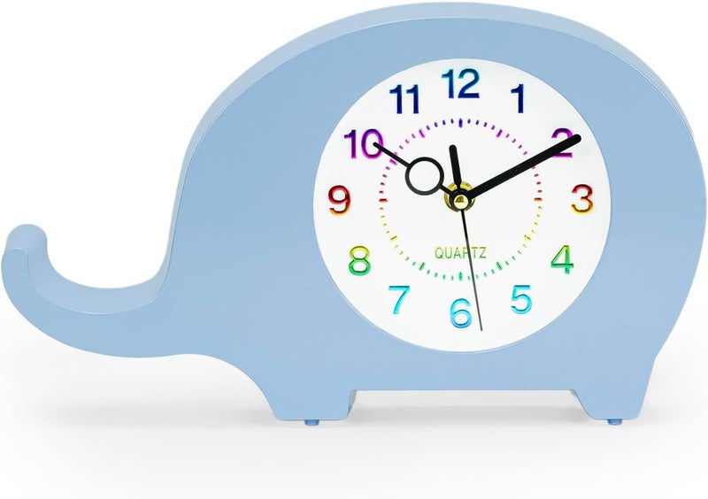 Cuisine Art Elephant Wall & Table Clock – Silent Non-Ticking Sweep Movement – 3D Character Design for Kids & Nursery – Standing or Hanging Decorative Clock-Blue - Image 4