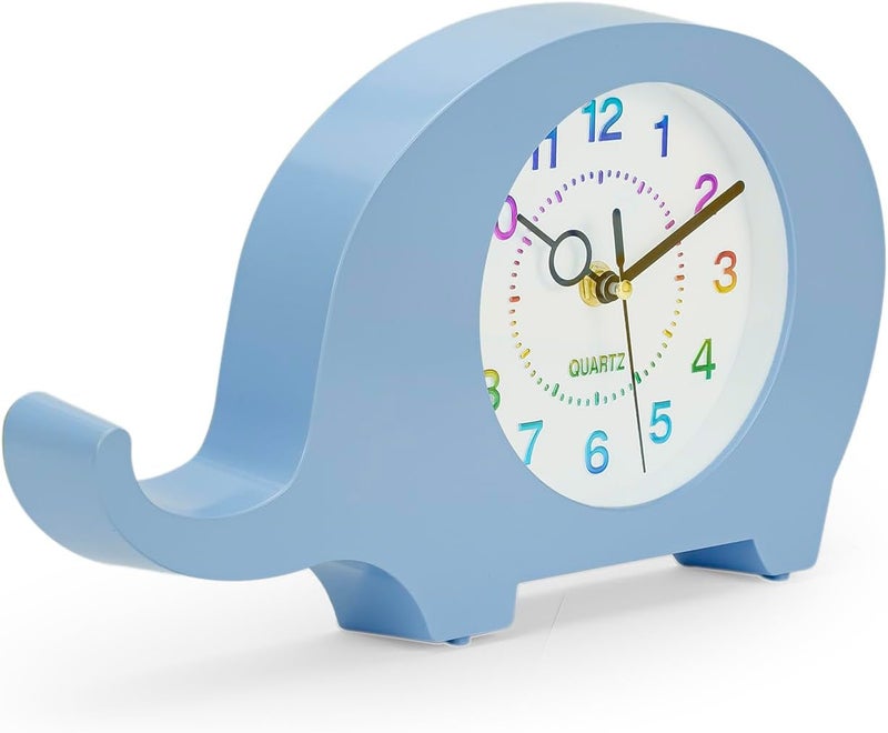 Cuisine Art Elephant Wall & Table Clock – Silent Non-Ticking Sweep Movement – 3D Character Design for Kids & Nursery – Standing or Hanging Decorative Clock-Blue - Image 1