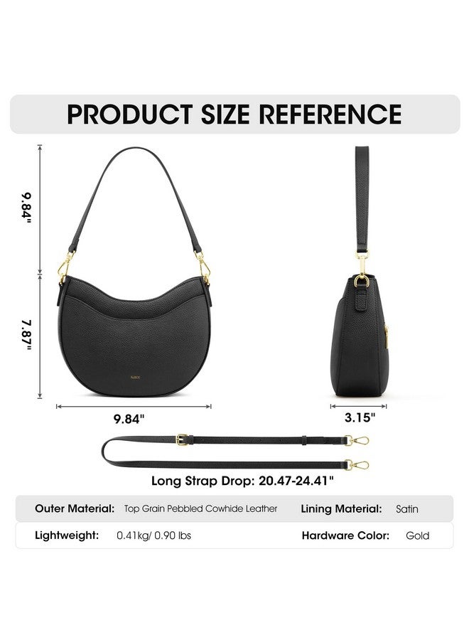 Kattee Leather Crossbody Bags for Women, Small Purses and Handbags, Soft Hobo Shoulder Satchel with Zipper Closure, Black - Image 2