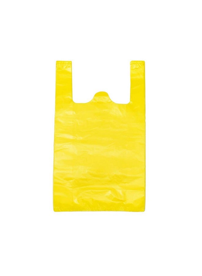 LazyMe LazyMe T Shirt Bags, Yellow Plastic Bags with Handles Bulk, Bolsas De Plastico Para Negocio, Grocery Bags Retail Shopping Bags Merchandise Bags for Supermarket Restaurant, 12x20inch (50pcs) - Image 1