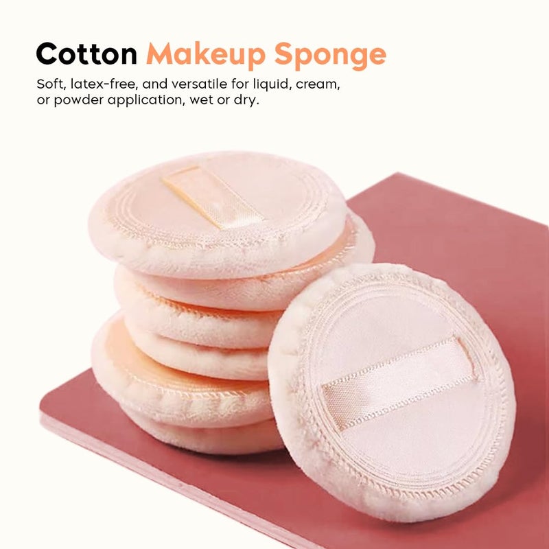 Multibrite 4Pcs Washable Powder Puff Soft Face Makeup Sponge, Loose powder Foundation Blending Sponges Set, Beauty Blender, Round Shape Reusable Cosmetic Powder Puff Wet & Dry Tool - Image 2