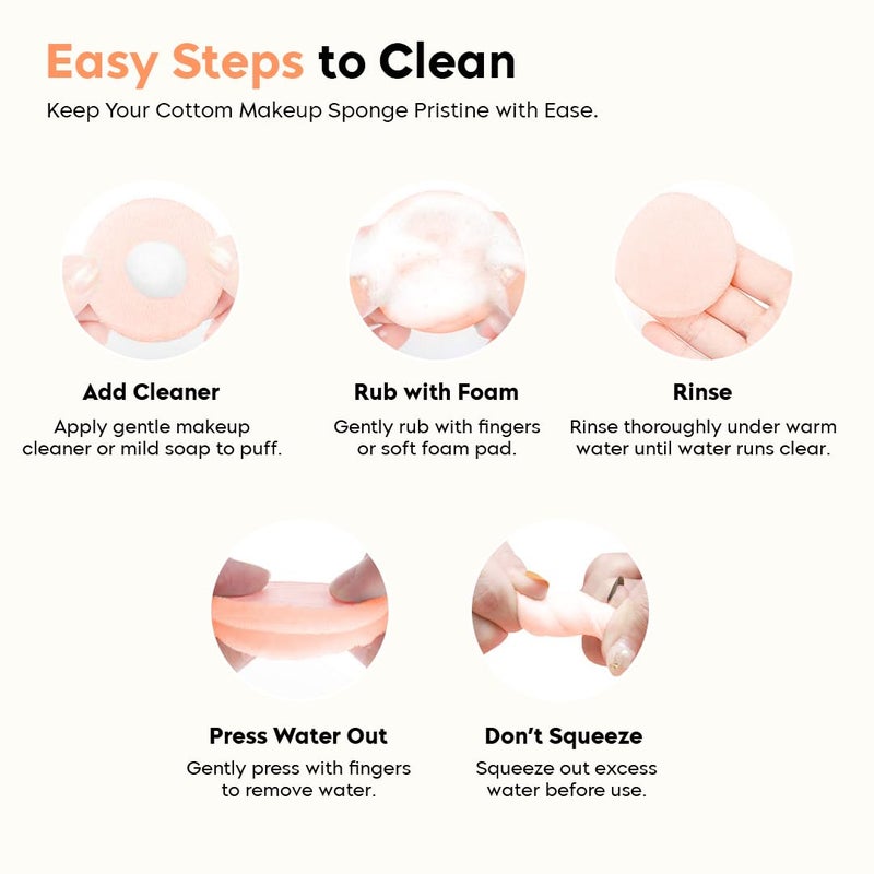 Multibrite 4Pcs Washable Powder Puff Soft Face Makeup Sponge, Loose powder Foundation Blending Sponges Set, Beauty Blender, Round Shape Reusable Cosmetic Powder Puff Wet & Dry Tool - Image 3