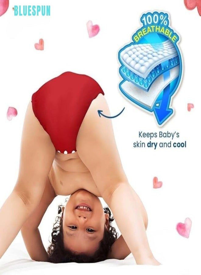 BLUESPUN Baby Cloth Diapers 0 To 3 Years | Side Leakage Proof Washable Reusable Diaper For New Born Baby|Freesize, Reduces Rash,|Stay Dry & Lasts up to 3Hrs (3 Diaper Insert Pad) - Image 4
