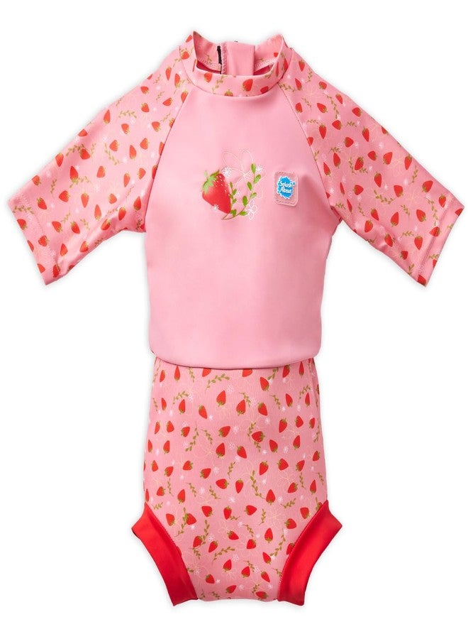 Splash About Happy Nappy Sunsuit, Swimsuit for Babies & Toddlers with Built-in Swim Diaper (Strawberry Field, 12-24 Months) - Image 1