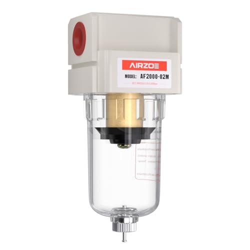 AIRZOE 1/4" NPT Air Dryer for Compressor - Air Compressor Water Separator AF2000-02, Manual Drain,5 Micron Brass Element, Poly Bowl - Image 1