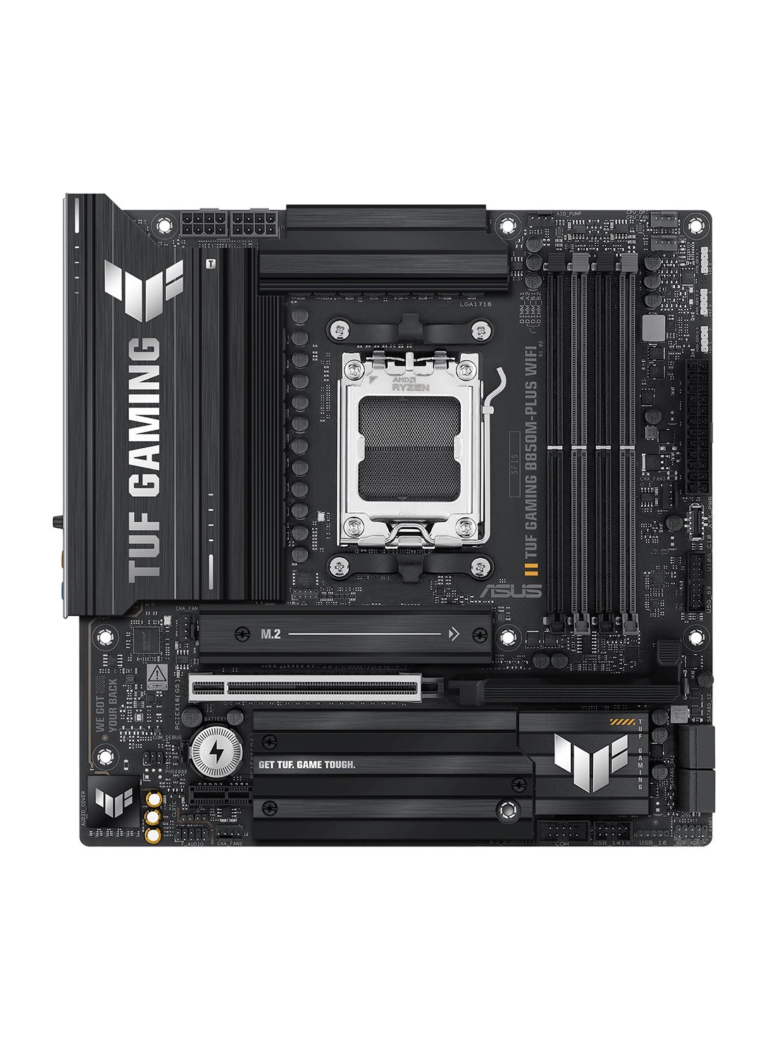TUF Gaming B850M-Plus Wi-Fi AM5 Micro-ATX Motherboard, AMD B850 Chipset, 4x DIMM DDR5 Slots, Up to 192GB Max Memory, 1 x PCIe 5.0 x16 SafeSlot, 3 x M.2 Slots, Wi-Fi & BT | 90MB1IY0-M0EAY0 Black