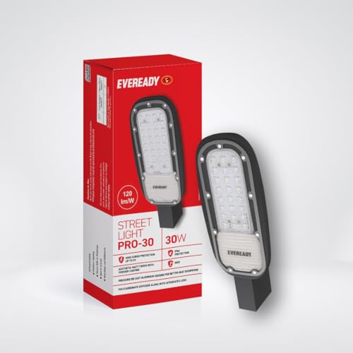 EVEREADY LED Street Light Pro-30 | High Surge Protection up to 6kV | 120 lm/W | IP66 & IK05 | Matte Finish | Aluminum Housing | Polycarbonate Diffuser | Outdoor Purpose | Pack of 1 - Image 1