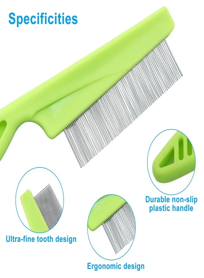 Cionyce Flea Comb for Dogs and Cats, Metal Pet Lice Comb Fine Tooth Grooming Tool for Remove Anti Fleas and Flea Eggs(3pcs Green) - Image 3