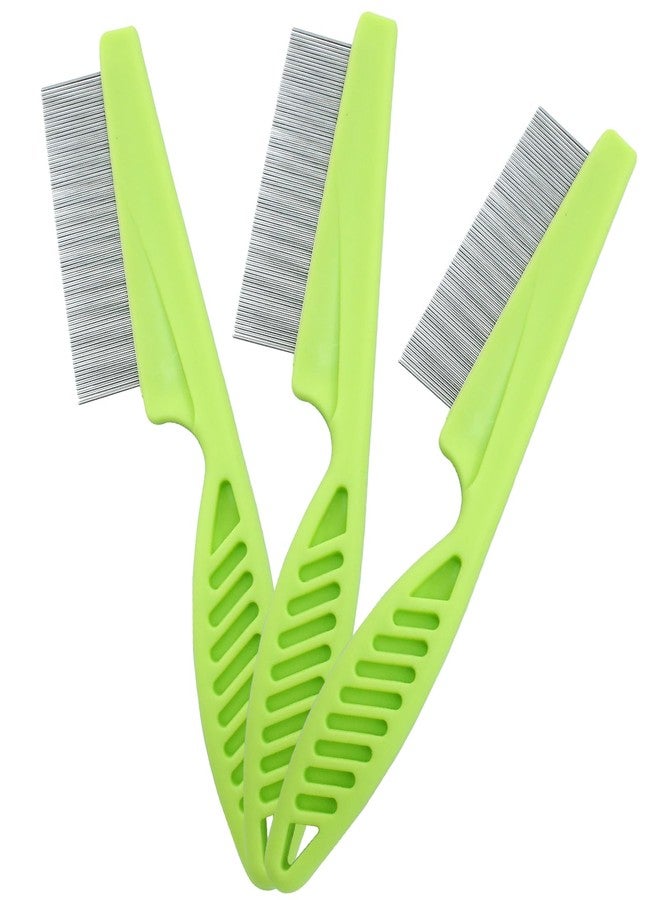 Cionyce Flea Comb for Dogs and Cats, Metal Pet Lice Comb Fine Tooth Grooming Tool for Remove Anti Fleas and Flea Eggs(3pcs Green) - Image 1