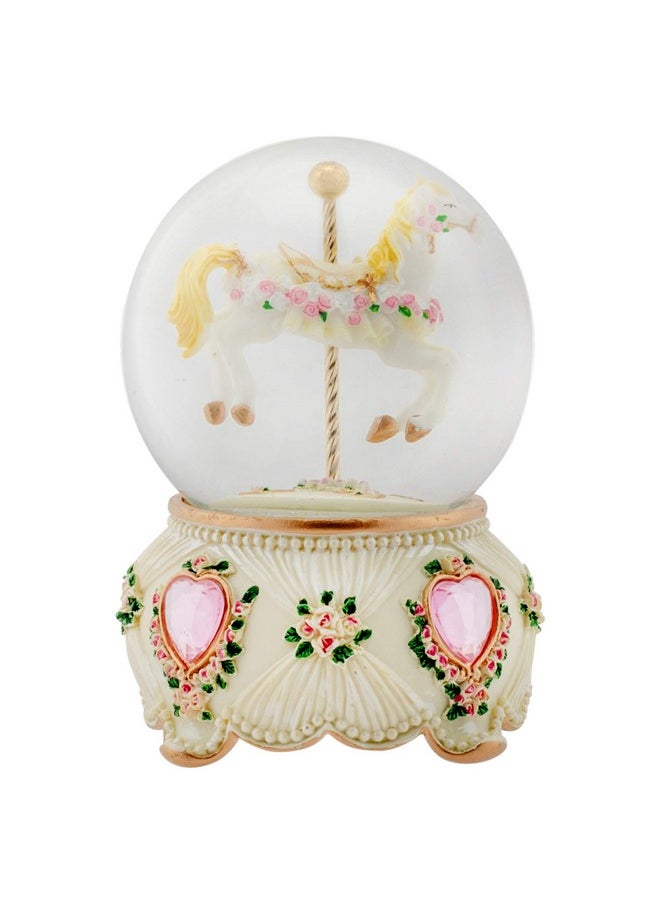Elanze Designs Elanze Designs Rose Garland Horse and Carousel 100MM Sturdy Wind Up Musical Glitter Water Snow Globe Tabletop Dresser Nightstand Figurine Decoration Plays Tune Carousel Waltz  - Image 5