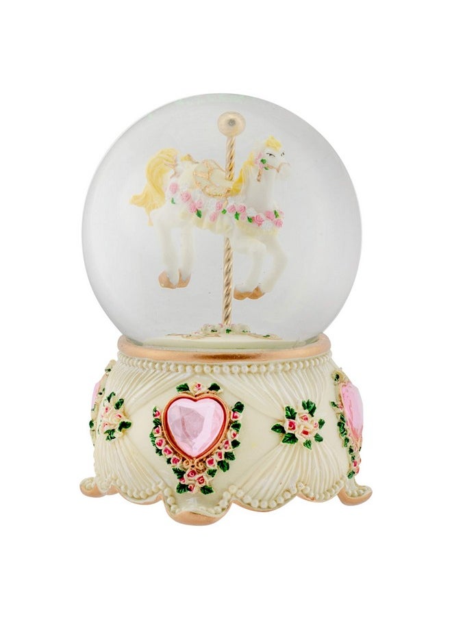 Elanze Designs Elanze Designs Rose Garland Horse and Carousel 100MM Sturdy Wind Up Musical Glitter Water Snow Globe Tabletop Dresser Nightstand Figurine Decoration Plays Tune Carousel Waltz  - Image 4