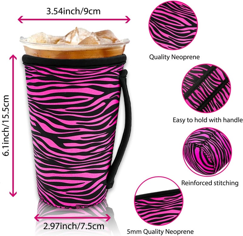 4 Pack Iced Coffee Sleeve,reusable Neoprene Cup Sleeves Suitable For Beverage Sleeves For Hot And Cold Coffee Or Ice Drink Coffee cup sleeve for Starbucks coffee cup (animal patterns 30-32 OZ) - Image 4