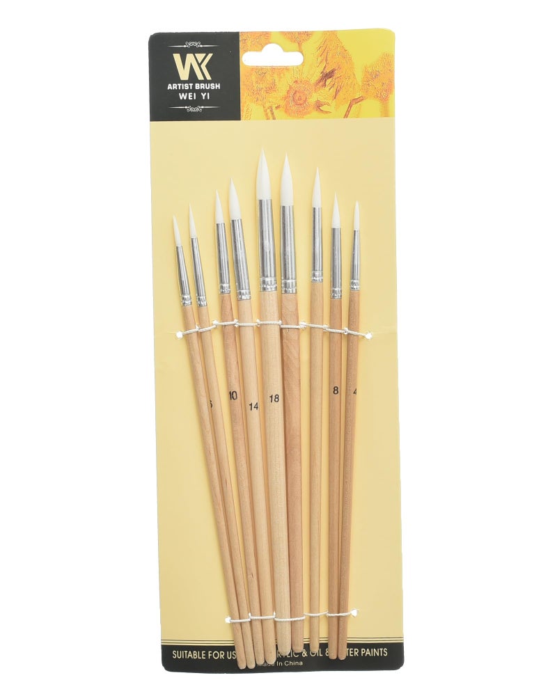 WK Round Brush Set 9 Sizes 2 to 16 Model A0427R Professional artist brushes offering multiple round sizes for precision and creative art projects - Image 3