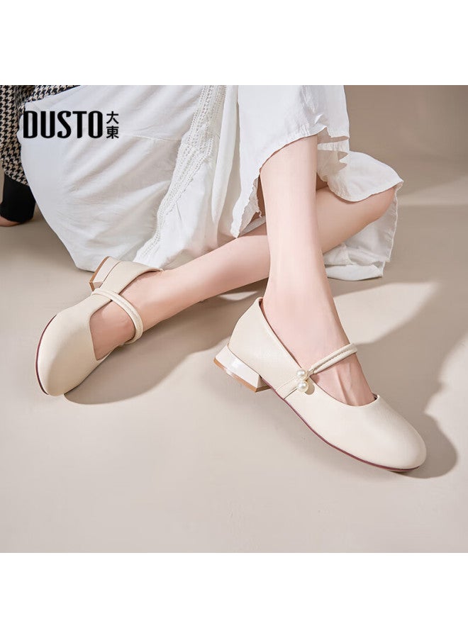 DUSTO Da Dong Mary Jane Women's Shoes Spring New Fashion Casual Sweet Square Heel Slip-on Low Heel C0012 - Image 1