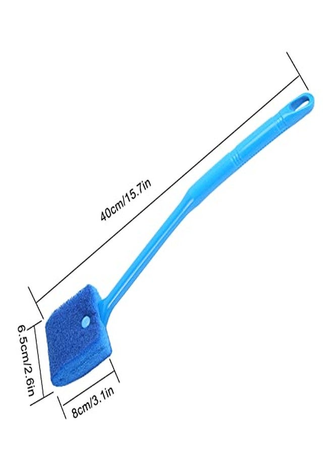 Tnfeeon Aquarium Scraper Double Sided Sponge Brush Cleaner Long Handle Fish Scrubber Sponge Scrubber Cleaner for Glass Aquariums and Home Kitchen 15.7 inches(Blue) - Image 2