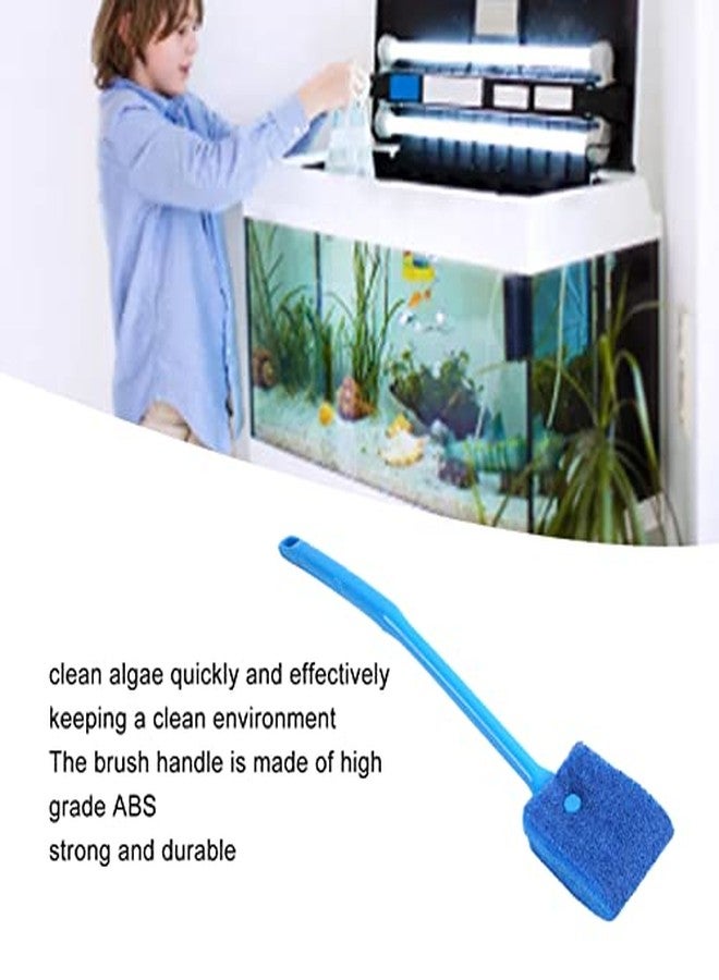 Tnfeeon Aquarium Scraper Double Sided Sponge Brush Cleaner Long Handle Fish Scrubber Sponge Scrubber Cleaner for Glass Aquariums and Home Kitchen 15.7 inches(Blue) - Image 3