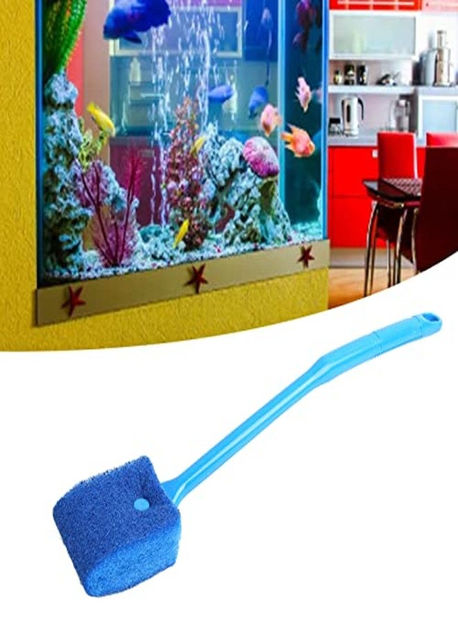 Tnfeeon Aquarium Scraper Double Sided Sponge Brush Cleaner Long Handle Fish Scrubber Sponge Scrubber Cleaner for Glass Aquariums and Home Kitchen 15.7 inches(Blue) - Image 5