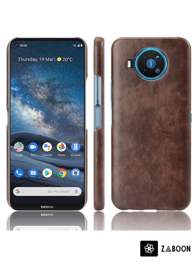 Zaboon غطاء حماية لهاتف نوكيا 8.3 مقاوم للصدمات بنسيج ليتشي من PC + PU - Image 1