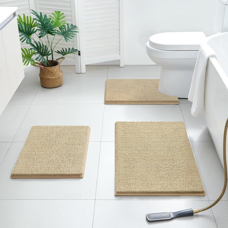 BYSURE 3 Piece Bath Mats Bathroom Rugs Sets Non Slip Extra Absorbent Plush Chenille Soft Washable - Image 2