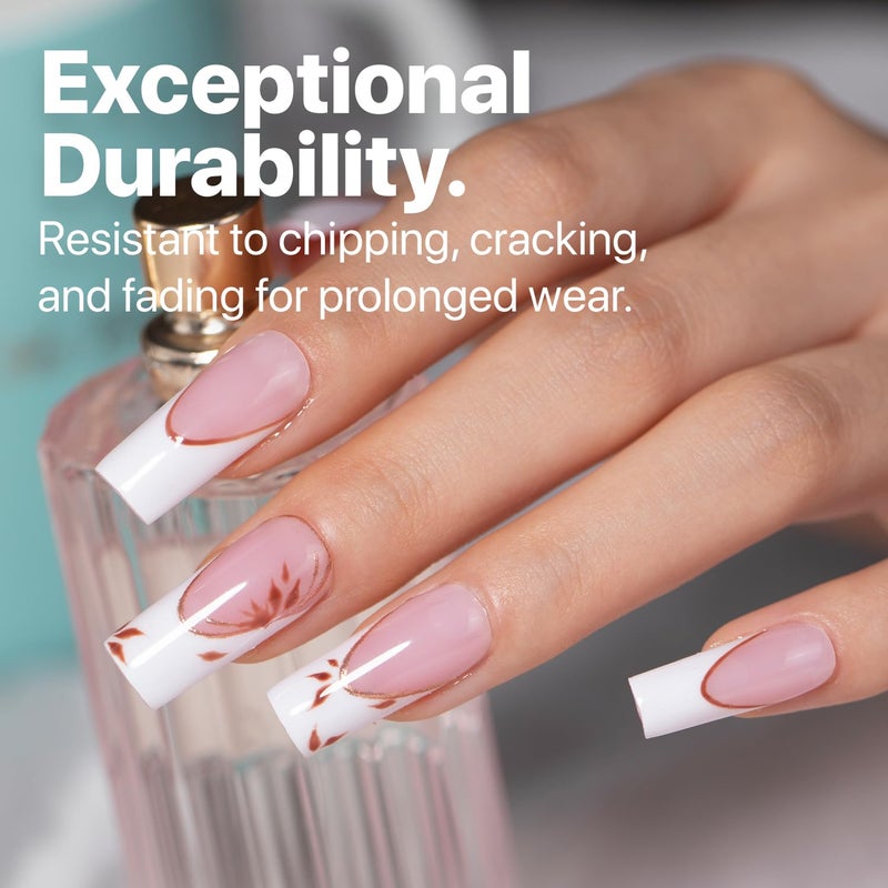 SXC Cosmetics French Tip Press On Nails Pink Series, Medium Square X-Pro Tips Starter Kit - Image 5