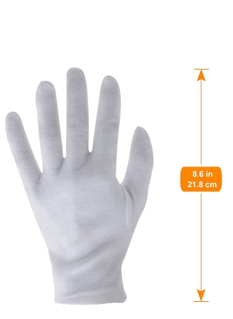 KENSON 3 Pairs White Cotton Gloves for Dry Hands Eczema SPA Moisturizing - Work Glove Liners for Serving Costume Inspection - Image 2