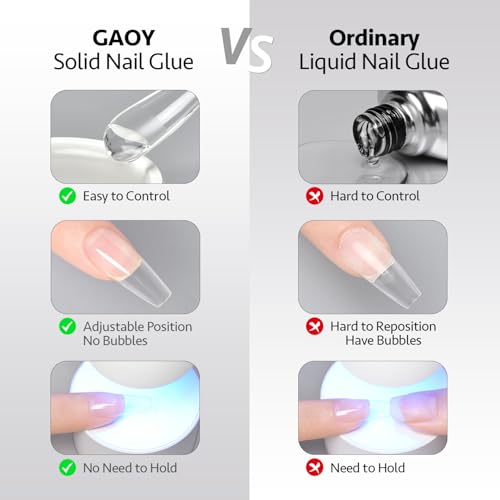 GAOY Solid Nail Glue Gel for Nail Tips, 15g Strong Solid Glue for Press Ons, False and Acrylic Tips, UV Light Cure - Image 2