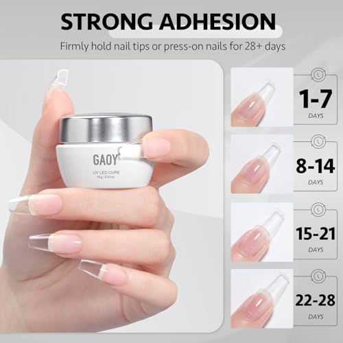 GAOY Solid Nail Glue Gel for Nail Tips, 15g Strong Solid Glue for Press Ons, False and Acrylic Tips, UV Light Cure - Image 3
