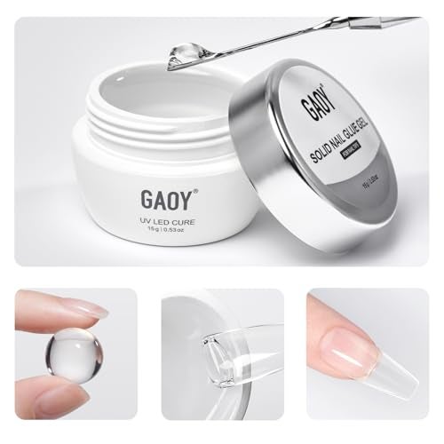 GAOY Solid Nail Glue Gel for Nail Tips, 15g Strong Solid Glue for Press Ons, False and Acrylic Tips, UV Light Cure - Image 1