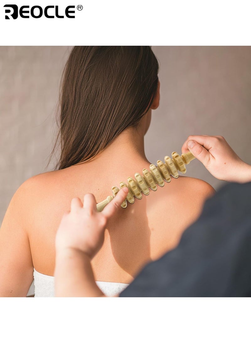 REOCLE Wooden Body Massage Roller Handheld Roller 12 Rollers to Relax Muscle Tension Anti Slip Handle and Groove Gear Massage Tool for Arms Legs Thighs Buttocks and Back - Image 5