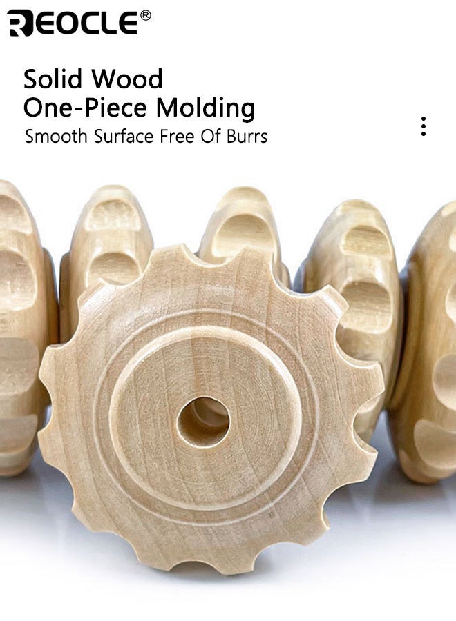 ريوكل أسطوانة تدليك جسم خشبية أسطوانة يدوية ١٢ أسطوانة لإرخاء توتر العضلات مقبض مقاوم للانزلاق وأداة تدليك مسننة للذراعين الساقين الفخذين المؤخرة والظهر - Image 3