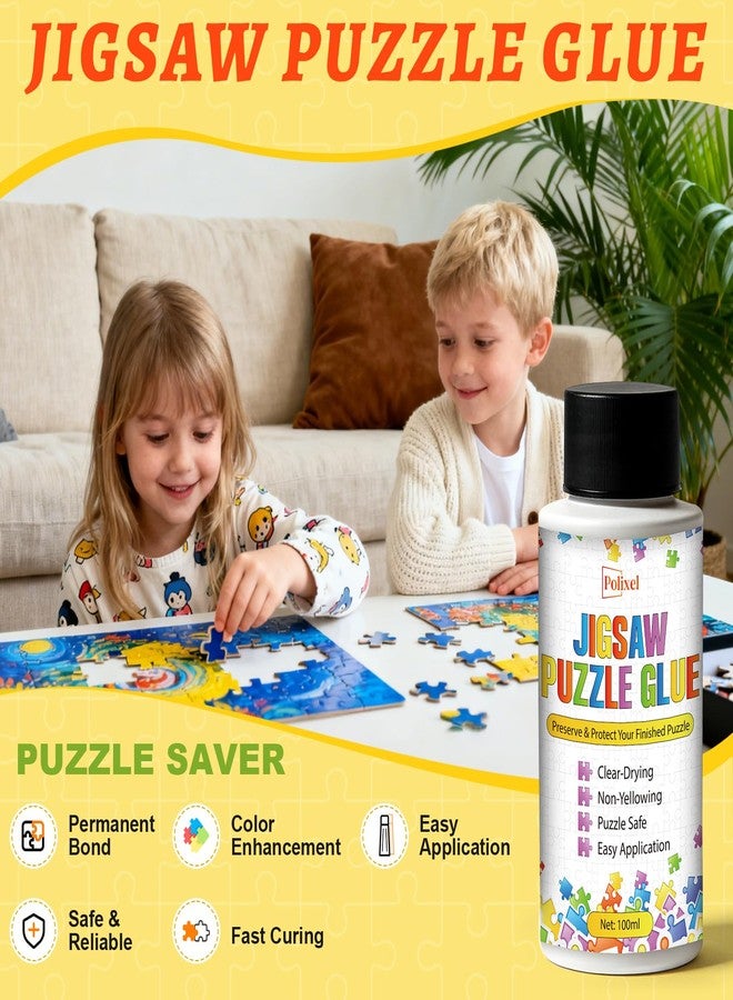 POLIXEL Jigsaw Puzzle Glue with Precision Applicator, Non-Toxic, Quick Dry & Water-Based Puzzle Saver & Craft Sealer Saver for 1000/1500/3000 Pieces - 100ml - Image 3